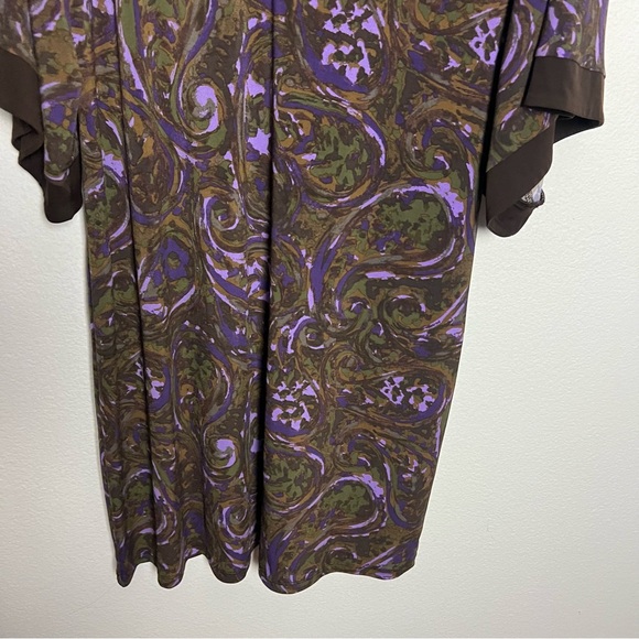 Michael Michael Kors Embellished Bell Sleeve Tunic Mini Dress Brown Paisley L - Picture 5 of 7